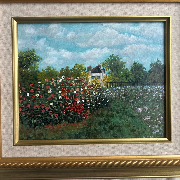 Monet's Garden At Argenteuil (The Dahlias), original painting framed - Picture 2 of 3